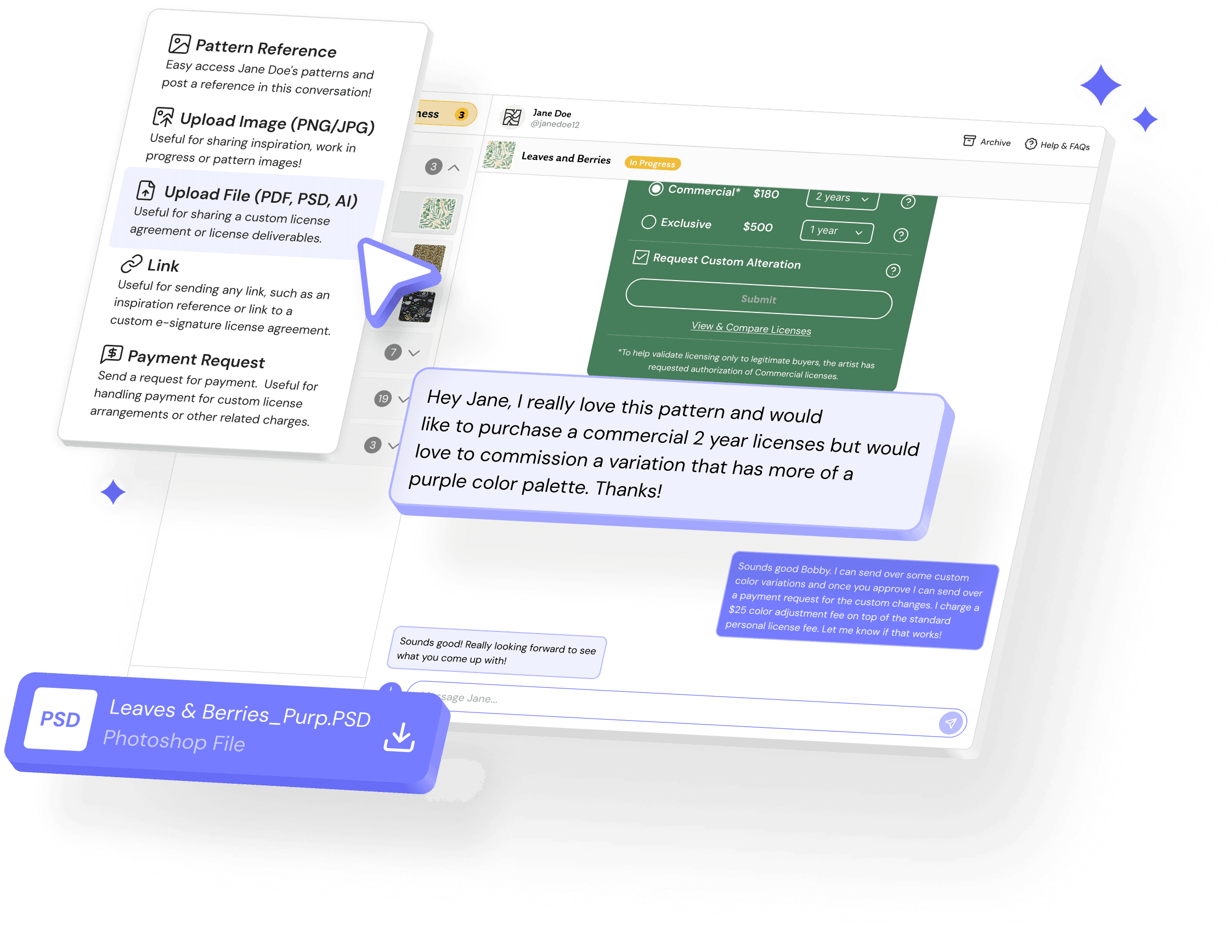 Flexible licensing interface showing customization options